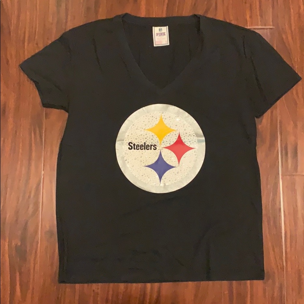 PINK by VS Steelers Rhinestone boyfriend tee Sz S